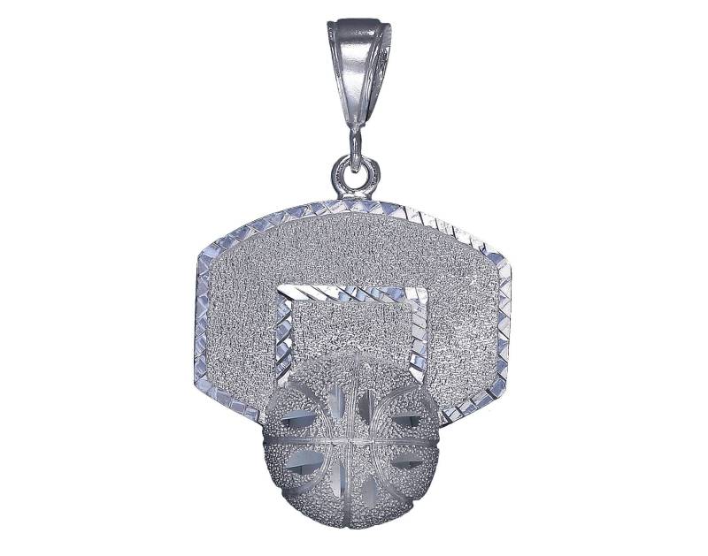 sterling Silber Basketball Rückwand Charmehalskette 1, 8 Zoll 5, 5 Gramm Mit Schnitt Diamant-Finish Und 24-Zoll-Figaro-Kette sterling Silber Basketball Rückwand Charmehalskette 1, 8 Zoll 5, 5 Gramm Mit Schnitt Diamant-Finish Und 24-Zoll-Figaro-Kette von EJewelryPlus
