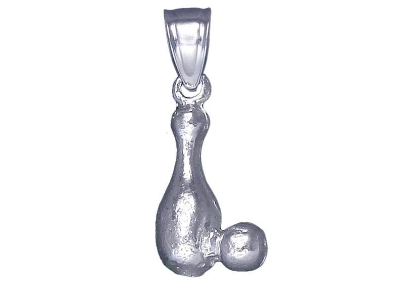 sterling Silber Bowling Pin Und Ball 3D Charmehalskette 0, 8 Zoll 1, 7 Gramm Mit 18-Zoll-Rolo Kette von EJewelryPlus