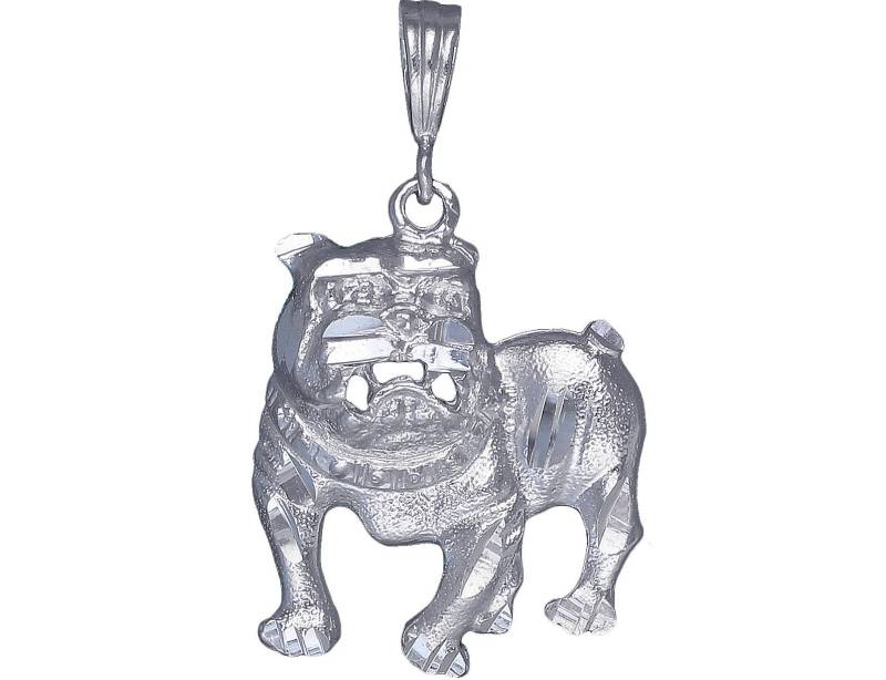 sterling Silber Bulldogge Charmehalskette 1, 6 Zoll 5, 5 Gramm Mit Schnitt Diamant-Finish Und 24-Zoll-Figaro-Kette von EJewelryPlus