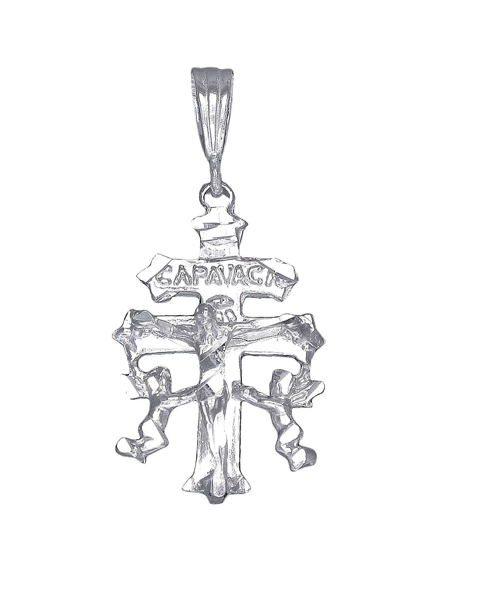 sterling Silber Caravaca Kreuz Halskette 1, 6 Zoll, 4 Gramm Mit Schnitt Diamant-Finish Und 24-Zoll-Kette von EJewelryPlus