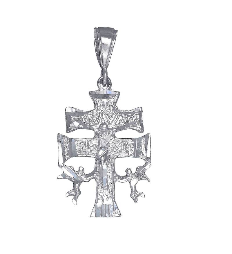 sterling Silber Caravaca Kreuz Halskette 1, 9 Zoll, 5 Gramm Mit Schnitt Diamant-Finish Und 24-Zoll-Kette von EJewelryPlus
