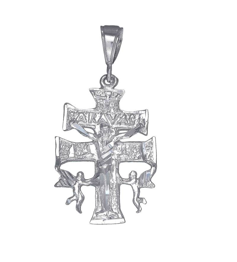 sterling Silber Caravaca Kreuz Halskette 2 Zoll 7 Gramm Mit Schnitt Diamant-Finish Und 24-Zoll-Kette von EJewelryPlus