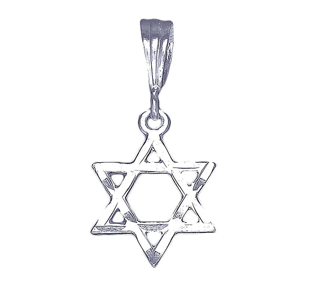 sterling Silber Davidstern Anhänger Halskette 1, 6 Zoll, 1, 5 Gramm Mit Schnitt Diamant-Finish Und 18-Zoll-Kette von EJewelryPlus