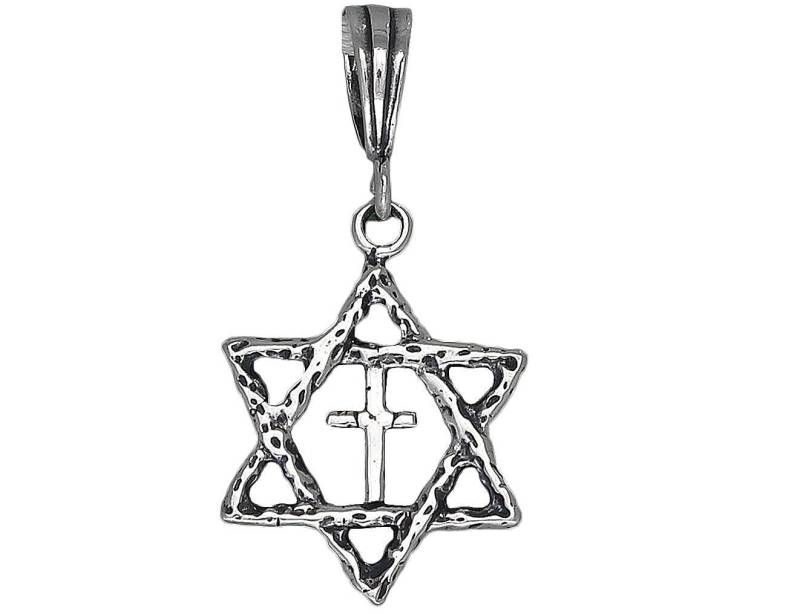sterling Silber Davidstern Mit Kreuz Anhänger Halskette 1, 35 Zoll 1, 5 Gramm Antikem Oxidiertem Finish Und 18-Zoll-Kette von EJewelryPlus
