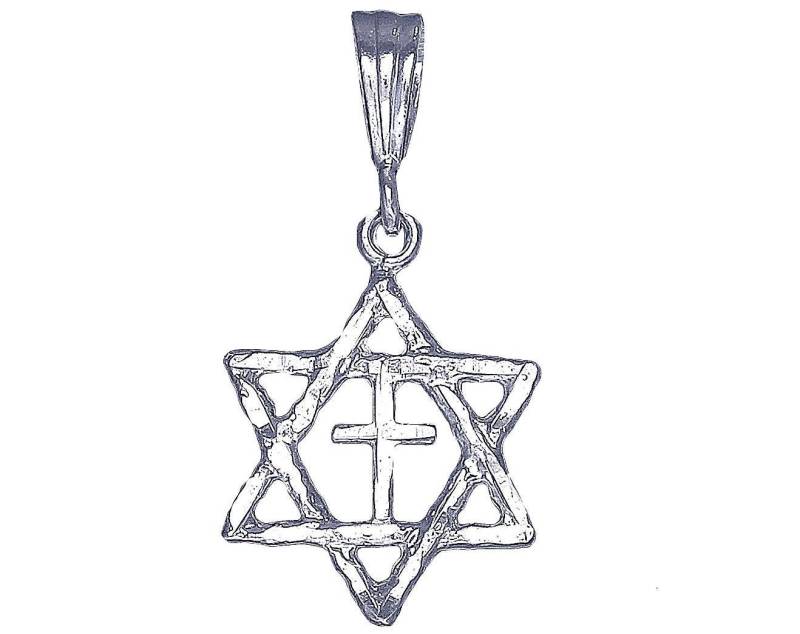 sterling Silber Davidstern Mit Kreuz Anhänger Halskette 1, 35 Zoll 1, 5 Gramm Schnitt Diamant-Finish Und 18-Zoll-Kette von EJewelryPlus