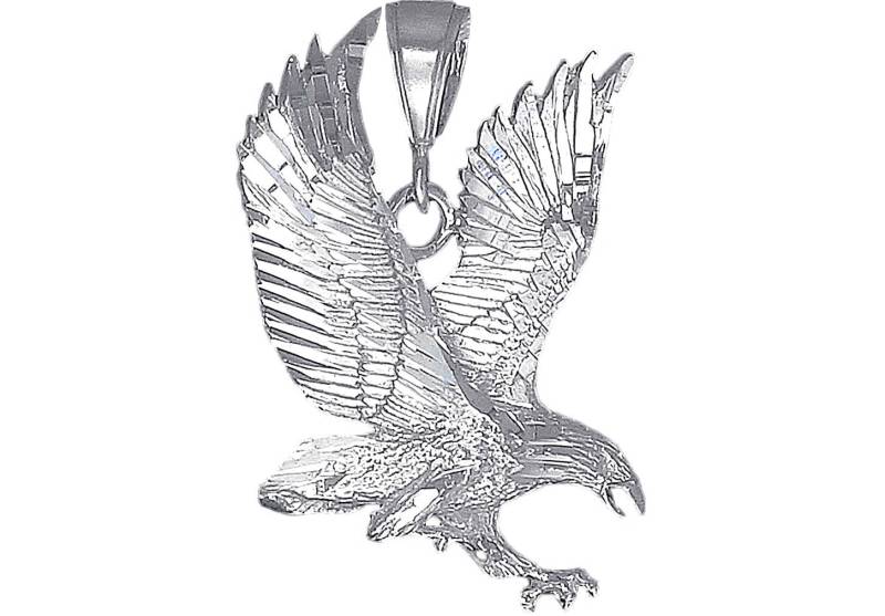sterling Silber Fliegender Adler Charmehalskette 1, 75 Zoll 7, 4 Gramm Mit Schnitt Diamant-Finish Und 24-Zoll-Figaro-Kette von EJewelryPlus