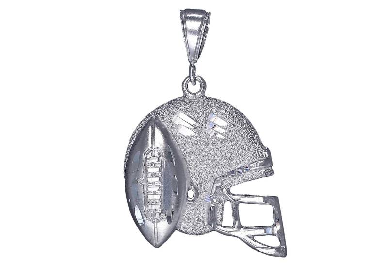 sterling Silber Football Helm Charmehalskette 1, 9 Zoll 6, 9 Gramm Mit Schnitt Diamant-Finish Und 24-Zoll-Figaro-Kette von EJewelryPlus