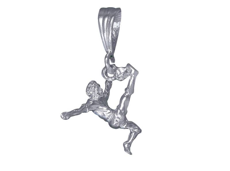 sterling Silber Fußball Spieler Charmehalskette 1, 1 Zoll 2 Gramm Mit Schnitt Diamant-Finish Und 24-Zoll-Figaro-Kette von EJewelryPlus