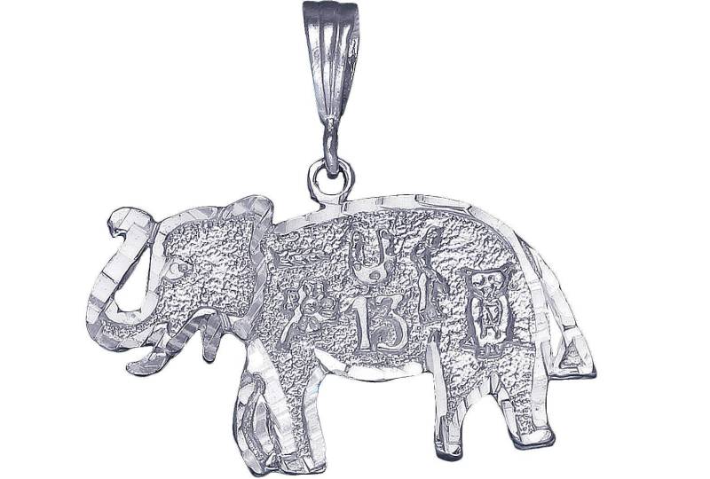 sterling Silber Glück Elefant Charm Halskette 1, 4 Zoll 5, 4 Gramm Mit Schnitt Diamant-Finish Und 18-Zoll-Rolo Kette von EJewelryPlus