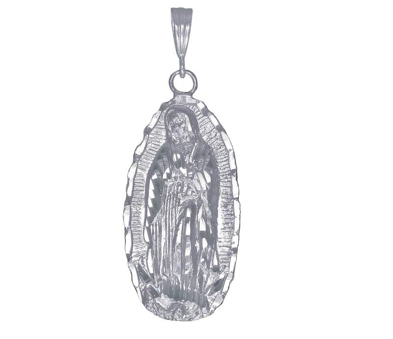 sterling Silber Halskette Der Jungfrau Maria 2, 5 Zoll 6 Gramm Mit Schnitt Diamant-Finish Und 24-Zoll-Kette von EJewelryPlus