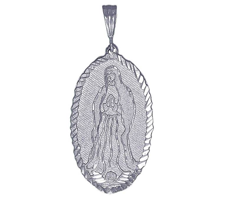 sterling Silber Halskette Der Jungfrau Maria 2 Zoll 6 Gramm Mit Schnitt Diamant-Finish Und 24-Zoll-Figaro-Kette sterling Silber Halskette Der Jungfrau Maria 2 Zoll 6 Gramm Mit Schnitt Diamant-Finish Und 24-Zoll-Figaro-Kette von EJewelryPlus
