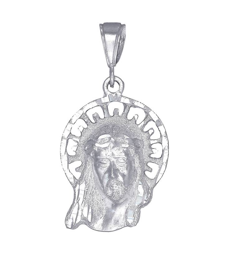 sterling Silber Halskette Jesus Head 1, 8 Zoll, 6 Gramm Mit Schnitt Diamant-Finish Und 24-Zoll-Kette von EJewelryPlus