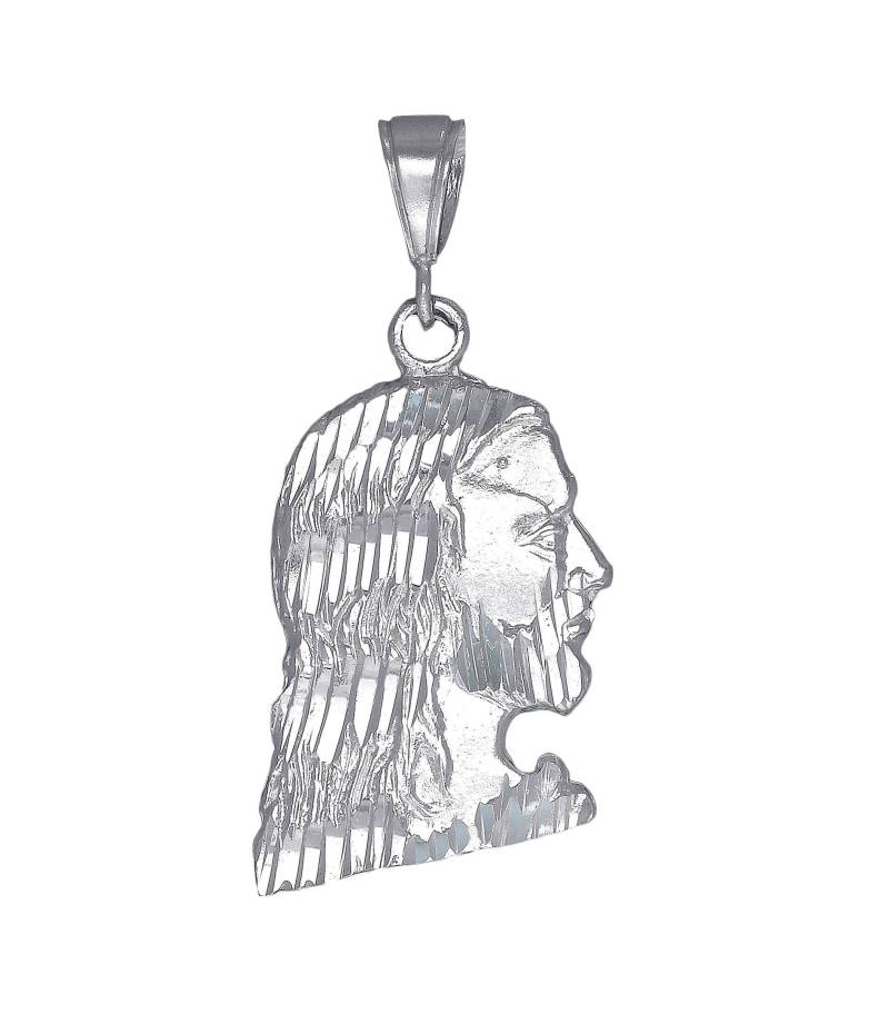 sterling Silber Halskette Jesus Head 2 Zoll 6, 5 Gramm Mit Schnitt Diamant-Finish Und 24-Zoll-Kette von EJewelryPlus