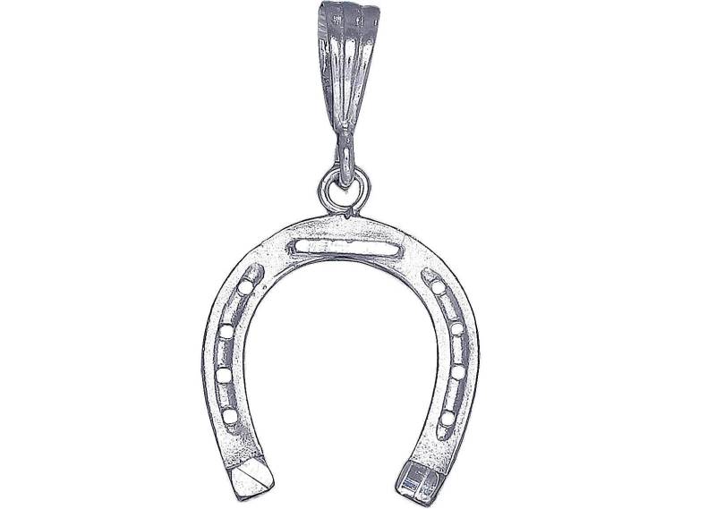 sterling Silber Hufeisen Charmehalskette 1, 3 Zoll 1, 8 Gramm Mit Schnitt Diamant-Finish Und 24-Zoll-Figaro-Kette von EJewelryPlus