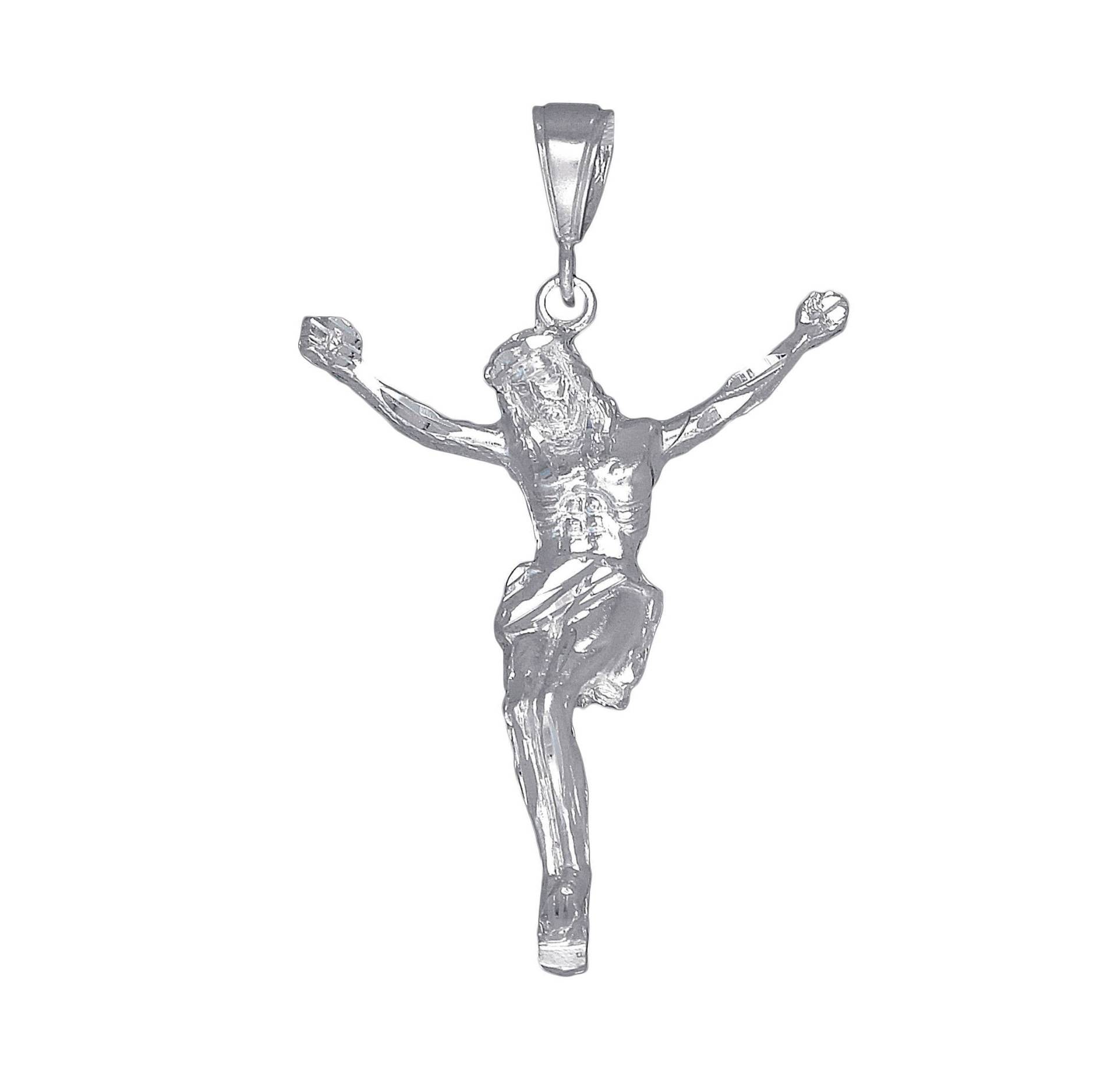 sterling Silber Jesus Christus Anhänger Halskette Mit Diamanten Geschnitten, Finish Und 24-Zoll-Kette von EJewelryPlus