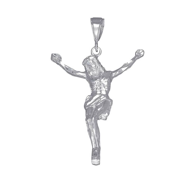 sterling Silber Jesus Christus Anhänger Halskette Mit Diamanten Geschnitten, Finish Und 24-Zoll-Kette von EJewelryPlus