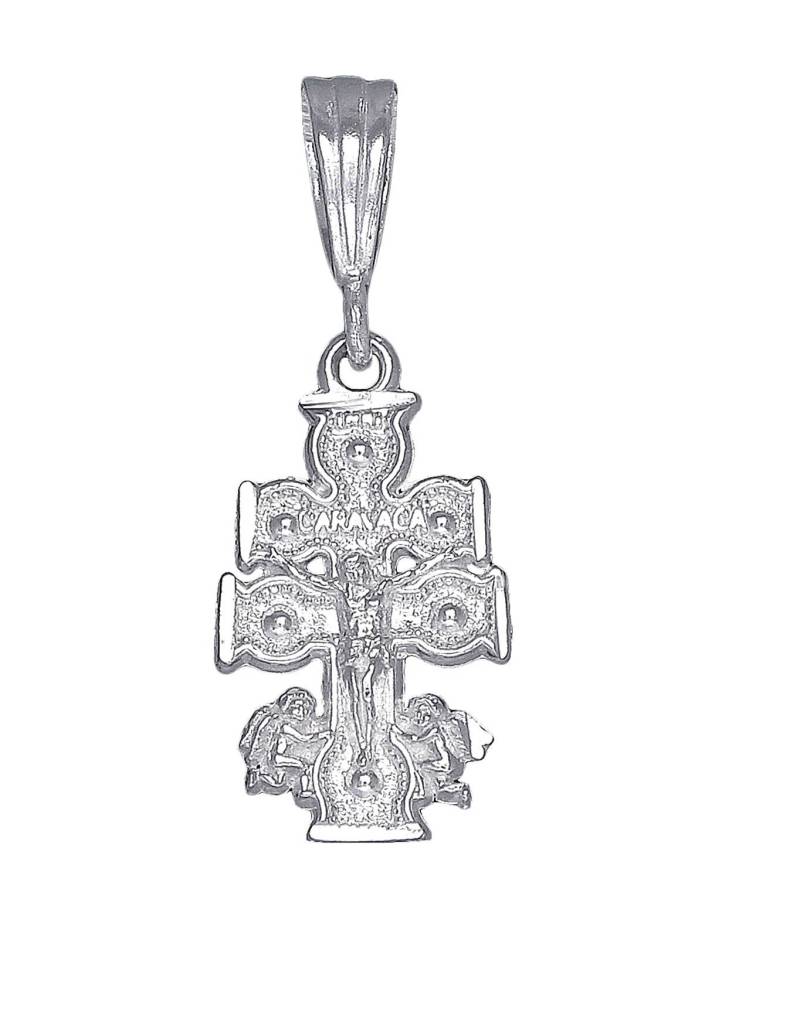 sterling Silber Kleine Caravaca Kreuz Halskette 1, 3 Zoll 1, 2 Gramm Mit Schnitt Diamant-Finish Und 24-Zoll-Kette von EJewelryPlus