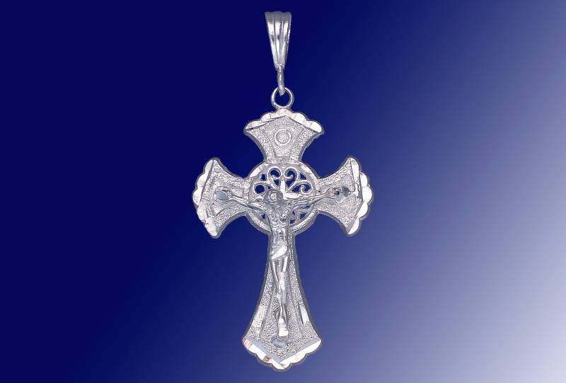 sterling Silber Kreuz Mit Jesus-Anhänger Halskette Diamant Schneidet Und Kette von EJewelryPlus