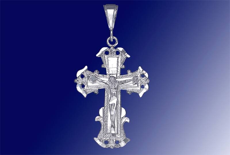 sterling Silber Kreuz Mit Jesus Halskette 1, 9 Zoll 5 Gramm Schnitt Diamant-Finish Und 24-Zoll-Figaro-Kette sterling Silber Kreuz Mit Jesus Halskette 1, 9 Zoll 5 Gramm Schnitt Diamant-Finish Und 24-Zoll-Figaro-Kette von EJewelryPlus