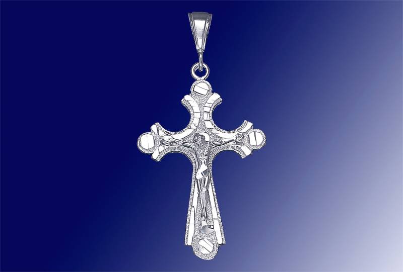 sterling Silber Kreuz Mit Jesus Halskette 2, 25 Zoll 5 Gramm Schnitt Diamant-Finish Und 24-Zoll-Figaro-Kette sterling Silber Kreuz Mit Jesus Halskette 2, 25 Zoll 5 Gramm Schnitt Diamant-Finish Und 24-Zoll-Figaro-Kette von EJewelryPlus