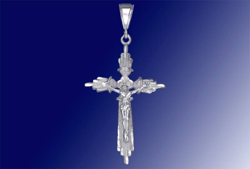 sterling Silber Kreuz Mit Jesus Halskette 2, 3 Zoll 5, 5 Gramm Schnitt Diamant-Finish Und 24-Zoll-Figaro-Kette von EJewelryPlus