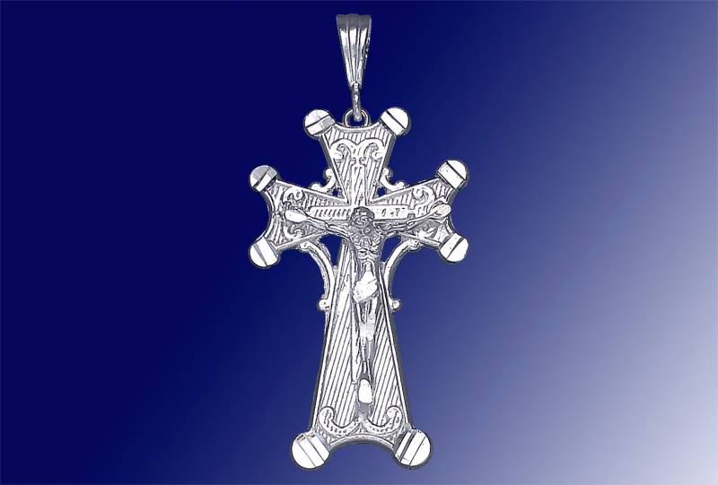 sterling Silber Kreuz Mit Jesus Halskette 2 Zoll 5, 5 Gramm Schnitt Diamant-Finish Und 24-Zoll-Figaro-Kette sterling Silber Kreuz Mit Jesus Halskette 2 Zoll 5, 5 Gramm Schnitt Diamant-Finish Und 24-Zoll-Figaro-Kette von EJewelryPlus