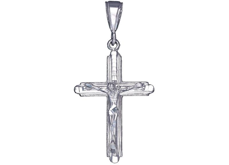 sterling Silber Kreuz Mit Jesus Halskette 2 Zoll 6 Gramm Schnitt Diamant-Finish Und 24-Zoll-Figaro-Kette von EJewelryPlus