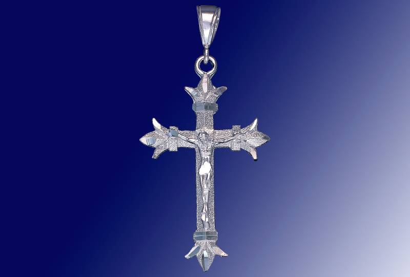 sterling Silber Kreuz Mit Jesus Halskette 5, 1 Zoll 40 Gramm Schnitt Diamant-Finish Und 24-Zoll-Figaro-Kette sterling Silber Kreuz Mit Jesus Halskette 5, 1 Zoll 40 Gramm Schnitt Diamant-Finish Und 24-Zoll-Figaro-Kette von EJewelryPlus