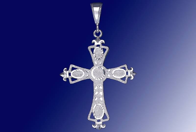 sterling Silber Kreuz Ohne Jesus Halskette 2, 3 Zoll 5 Gramm Mit Schnitt Diamant-Finish Und 24-Zoll-Figaro-Kette von EJewelryPlus