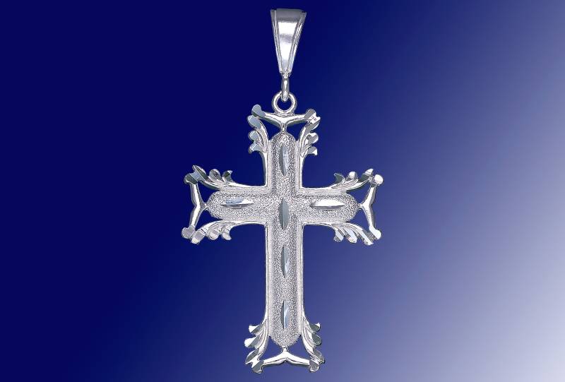 sterling Silber Kreuz Ohne Jesus Halskette 2, 3 Zoll 6 Gramm Mit Schnitt Diamant-Finish Und 24-Zoll-Figaro-Kette von EJewelryPlus