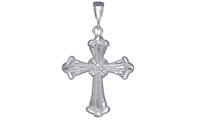 sterling Silber Kreuz Ohne Jesus Halskette 2, 3 Zoll 8, 5 Gramm Mit Schnitt Diamant-Finish Und 24-Zoll-Figaro-Kette von EJewelryPlus