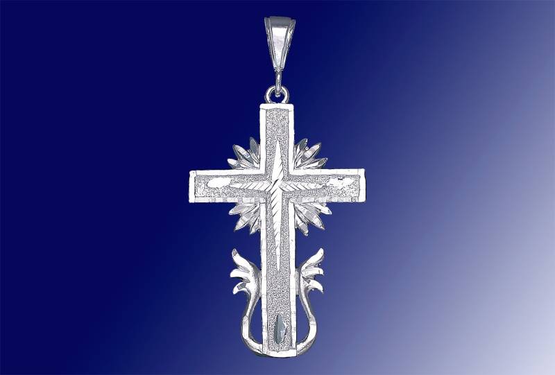 sterling Silber Kreuz Ohne Jesus Halskette 2, 3 Zoll 9, 5 Gramm Mit Schnitt Diamant-Finish Und 24-Zoll-Figaro-Kette von EJewelryPlus