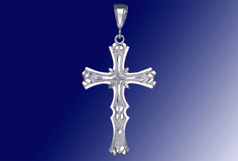 sterling Silber Kreuz Ohne Jesus Halskette 2, 4 Zoll 8 Gramm Mit Schnitt Diamant-Finish Und 24-Zoll-Figaro-Kette von EJewelryPlus