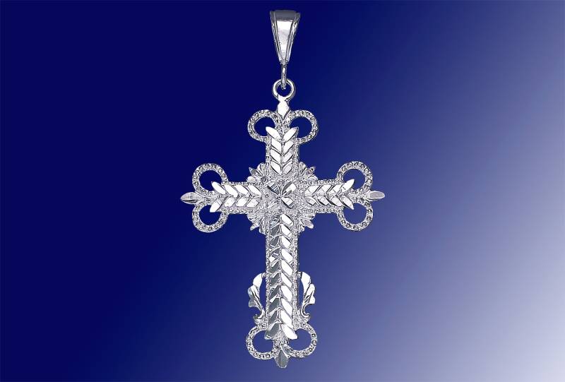 sterling Silber Kreuz Ohne Jesus Halskette 2, 5 Zoll 5, 5 Gramm Mit Schnitt Diamant-Finish Und 24-Zoll-Figaro-Kette sterling Silber Kreuz Ohne Jesus Halskette 2, 5 Zoll 5, 5 Gramm Mit Schnitt Diamant-Finish Und 24-Zoll-Figaro-Kette von EJewelryPlus