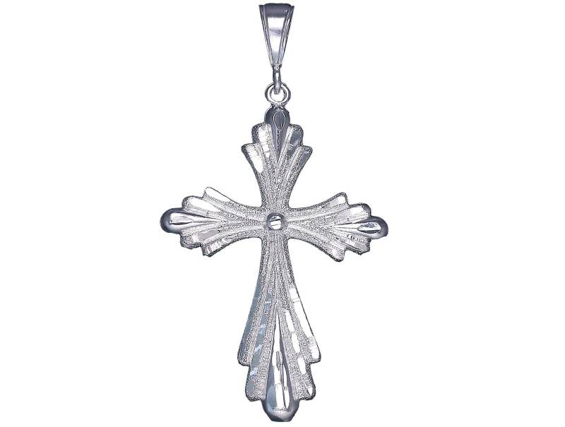 sterling Silber Kreuz Ohne Jesus Halskette 2, 5 Zoll 6 Gramm Mit Schnitt Diamant-Finish Und 24-Zoll-Figaro-Kette von EJewelryPlus