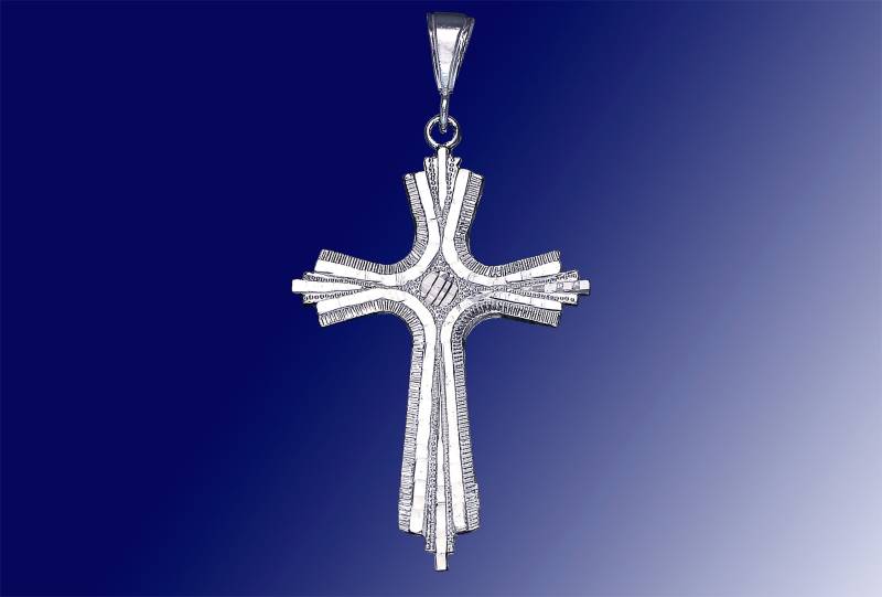 sterling Silber Kreuz Ohne Jesus Halskette 2, 5 Zoll 6 Gramm Mit Schnitt Diamant-Finish Und 24-Zoll-Figaro-Kette von EJewelryPlus