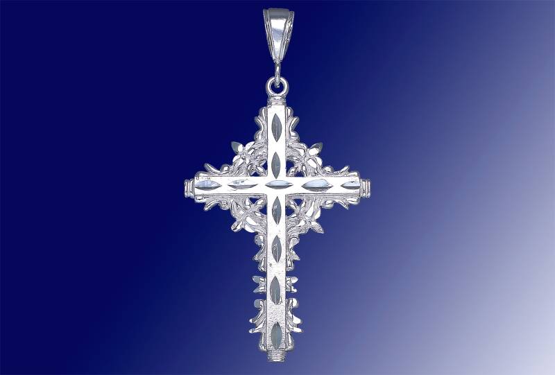 sterling Silber Kreuz Ohne Jesus Halskette 2, 55 Zoll 9 Gramm Mit Schnitt Diamant-Finish Und 24-Zoll-Figaro-Kette von EJewelryPlus