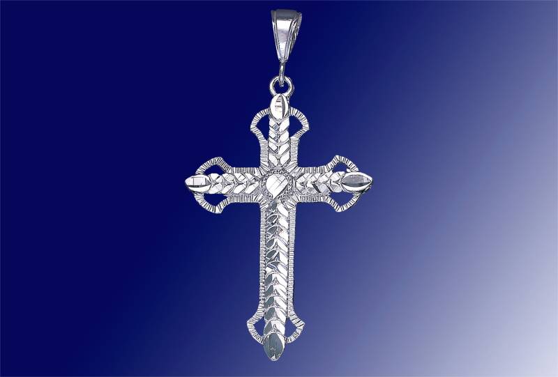 sterling Silber Kreuz Ohne Jesus Halskette 2, 6 Zoll 5 Gramm Mit Schnitt Diamant-Finish Und 24-Zoll-Figaro-Kette sterling Silber Kreuz Ohne Jesus Halskette 2, 6 Zoll 5 Gramm Mit Schnitt Diamant-Finish Und 24-Zoll-Figaro-Kette von EJewelryPlus