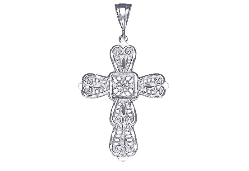 sterling Silber Kreuz Ohne Jesus Halskette 2, 9 Zoll 8 Gramm Mit Schnitt Diamant-Finish Und 24-Zoll-Figaro-Kette sterling Silber Kreuz Ohne Jesus Halskette 2, 9 Zoll 8 Gramm Mit Schnitt Diamant-Finish Und 24-Zoll-Figaro-Kette von EJewelryPlus