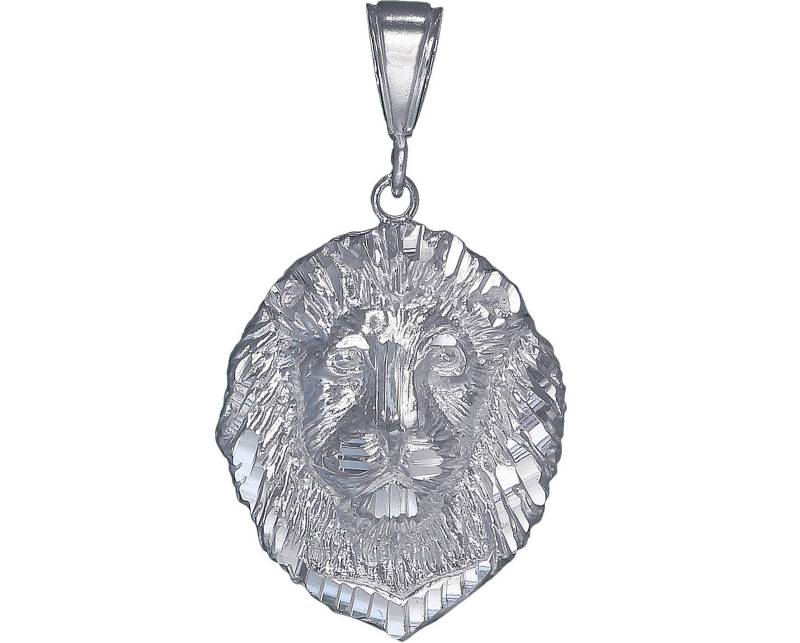 sterling Silber Löwe Charm Halskette 1, 9 Zoll 7 Gramm Mit Schnitt Diamant-Finish Und 24-Zoll-Figaro-Kette von EJewelryPlus