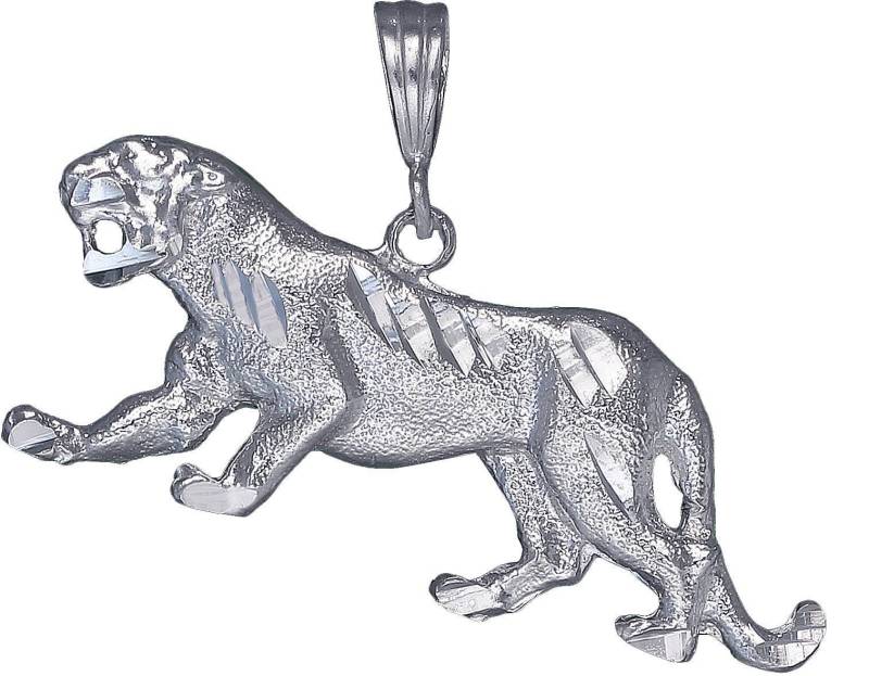 sterling Silber Panther Anhänger Halskette 1, 7 Zoll 6, 5 Gramm Mit Schnitt Diamant-Finish Und 24-Zoll-Figaro-Kette von EJewelryPlus