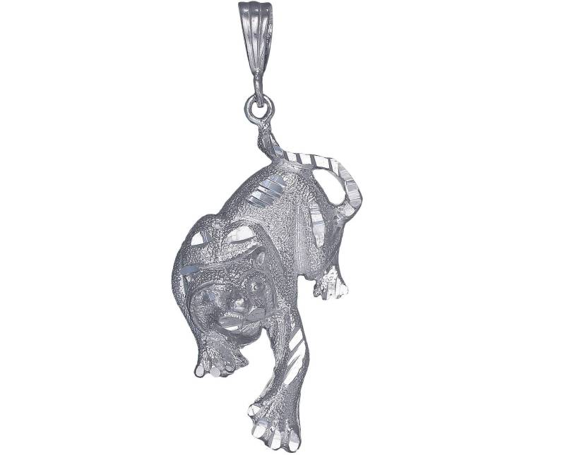 sterling Silber Panther Anhänger Halskette 2.1 Zoll 6, 5 Gramm Mit Schnitt Diamant-Finish Und 24-Zoll-Figaro-Kette von EJewelryPlus