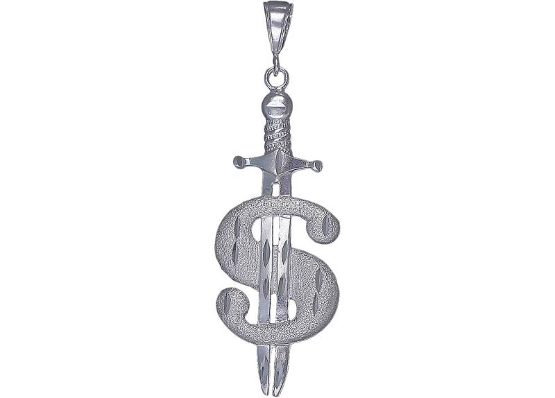 sterling Silber Schwert Und Dollarzeichen Charm Halskette 2, 9 Zoll 7, 2 Gramm Mit Schnitt Diamant-Finish 24-Zoll-Figaro-Kette von EJewelryPlus