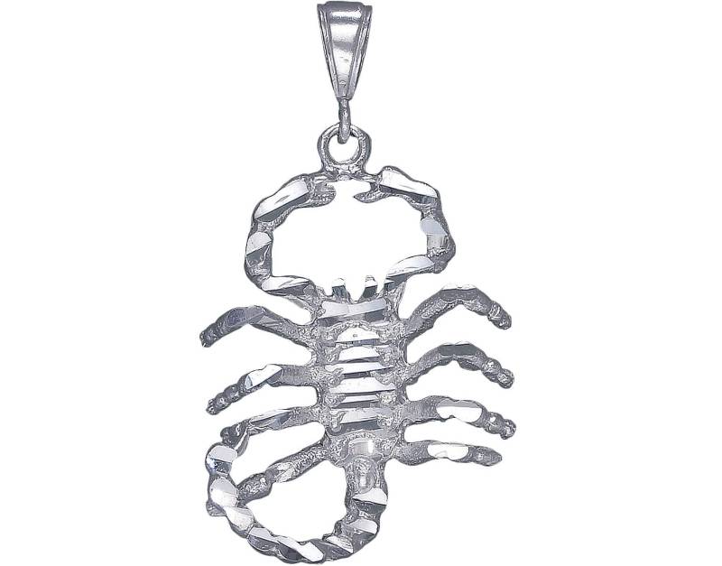 sterling Silber Skorpion Charmehalskette 2, 3 Zoll 8 Gramm Mit Schnitt Diamant-Finish Und 24-Zoll-Figaro-Kette von EJewelryPlus
