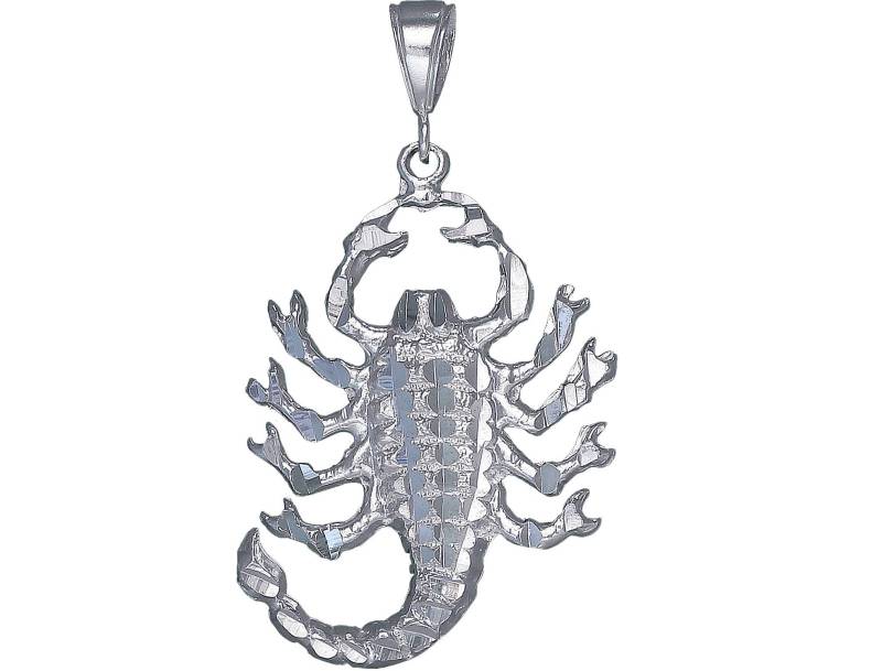 sterling Silber Skorpion Charmehalskette 2, 35 Zoll 9, 5 Gramm Mit Schnitt Diamant-Finish Und 24-Zoll-Figaro-Kette von EJewelryPlus