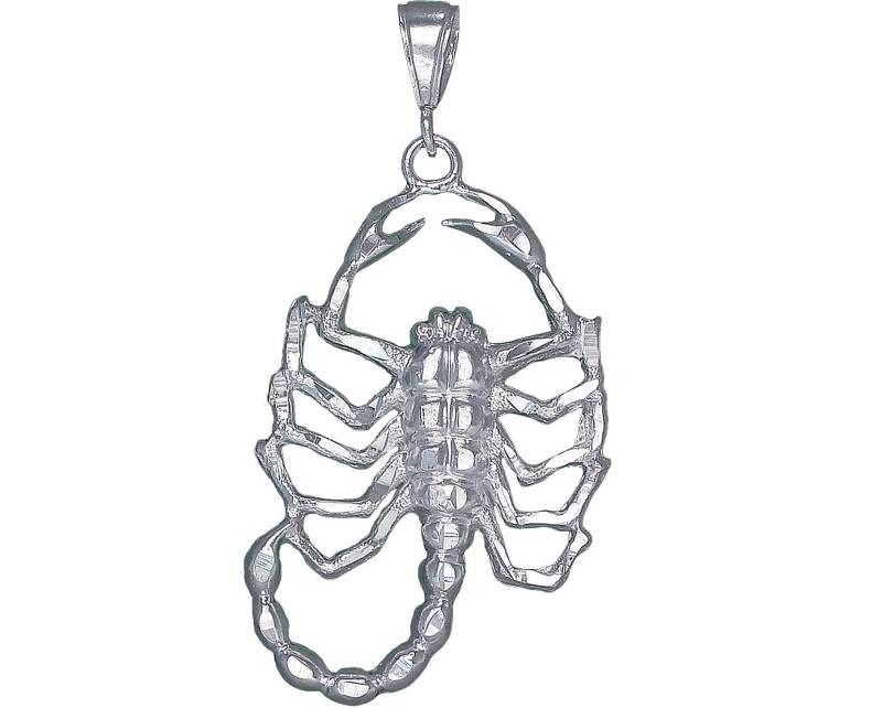 sterling Silber Skorpion Charmehalskette 2, 6 Zoll 9 Gramm Mit Schnitt Diamant-Finish Und 24-Zoll-Figaro-Kette von EJewelryPlus