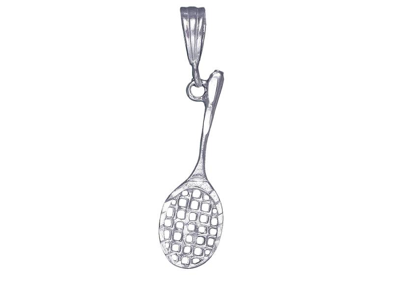 sterling Silber Tennisschläger Charmehalskette 1, 6 Zoll 1, 5 Gramm Mit Schnitt Diamant-Finish Und 18-Zoll-Rolo Kette von EJewelryPlus
