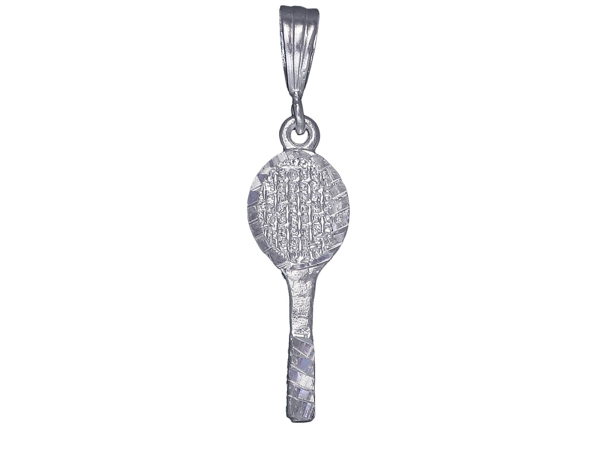 sterling Silber Tennisschläger Charmehalskette 1, 6 Zoll 2, 3 Gramm Mit Schnitt Diamant-Finish Und 18-Zoll-Rolo Kette von EJewelryPlus