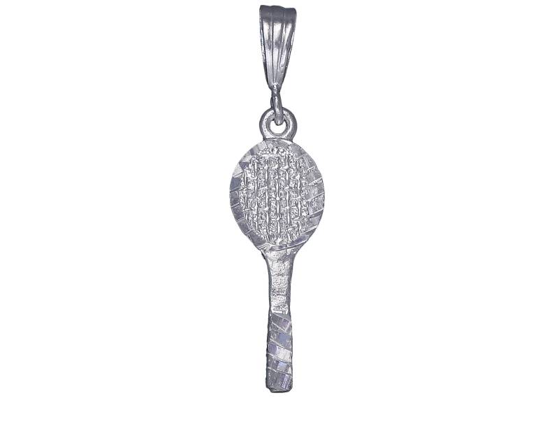 sterling Silber Tennisschläger Charmehalskette 1, 6 Zoll 2, 3 Gramm Mit Schnitt Diamant-Finish Und 18-Zoll-Rolo Kette von EJewelryPlus