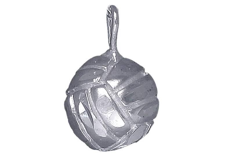 sterling Silber Volleyball Ball Charmehalskette 0, 6 Zoll 0, 9 Gramm Mit Schnitt Diamant-Finish Und 18-Zoll-Rolo Kette von EJewelryPlus